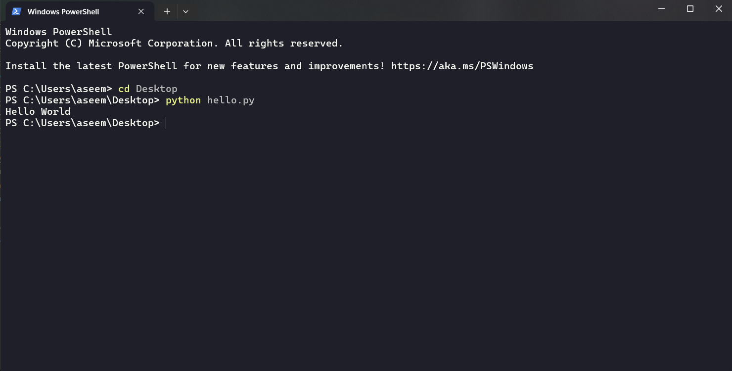 Hello World Output