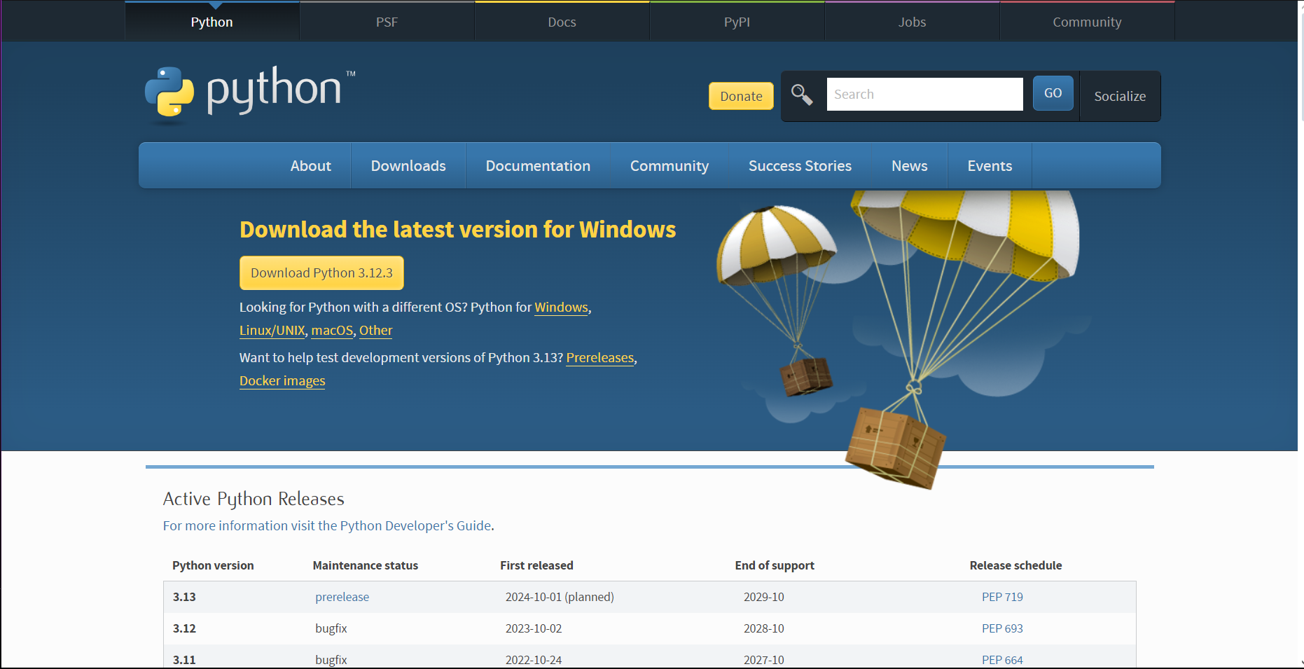 Python download page