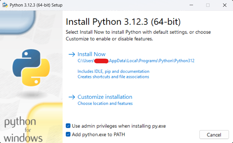 install python